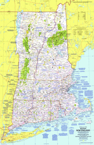 Close-up USA, Western New England - Published 1975 wall map – National Geographic | Mapworld