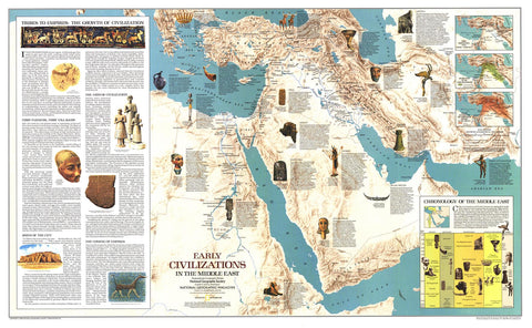 Early Civilizations in the Middle East - Published 1978 by National Geographic — historic National Geographic map print