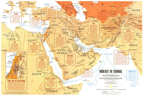 Mideast in Turmoil - Published 1980 by National Geographic — historic National Geographic map print