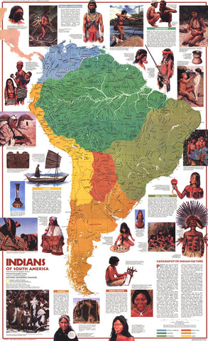 Indians of South America - Published 1982 wall map – National Geographic | Mapworld