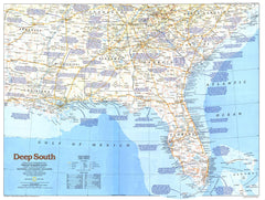 Deep South - Published 1983 wall map – National Geographic | Mapworld
