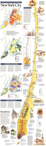 New York City - Published 1990 wall map – National Geographic | Mapworld