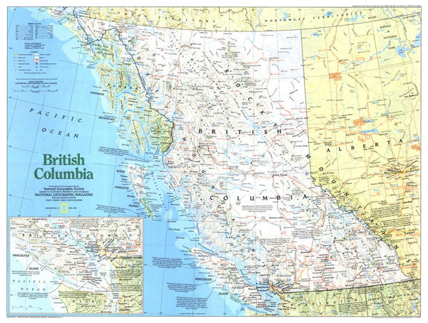 Making of Canada, British Columbia - Published 1992 wall map – National Geographic | Mapworld