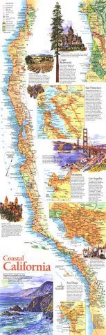 Coastal California - Published 1993 wall map – National Geographic | Mapworld