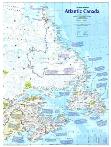 Making of Canada, Atlantic Canada - Published 1993 wall map – National Geographic | Mapworld