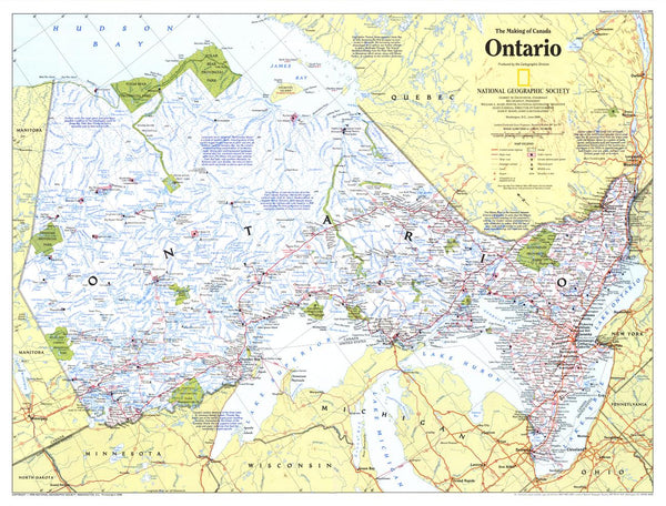 Making of Canada, Ontario - Published 1996 wall map – National Geographic | Mapworld