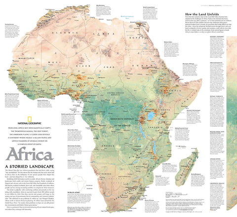Africa, A Storied Landscape - Published 2005 by National Geographic — historic National Geographic map print