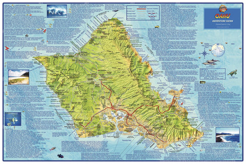 Hawaii Oahu Wall Map by Franko — wall map