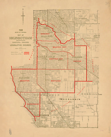 Higinbotham Electoral Map, Victoria (1939)
