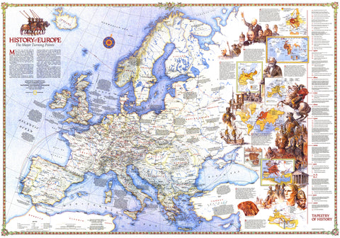 History of Europe, the Major Turning Points Wall Map - Published 1983 – National Geographic | Mapworld