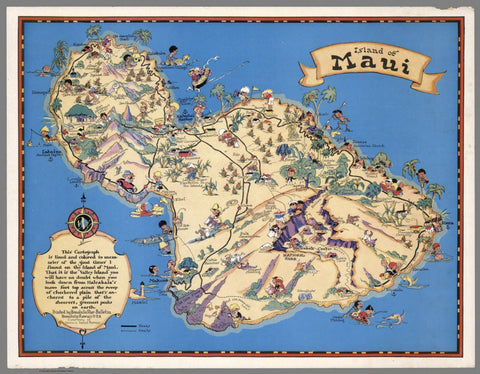 Maui  Pictorial Wall Map - Hawaii