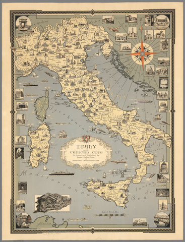 Italy with Vatican City Wall map