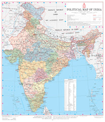 India Political Map 885 x 765mm Wall Map in English