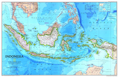 Indonesia National Geographic 789 x 513mm Wall Map