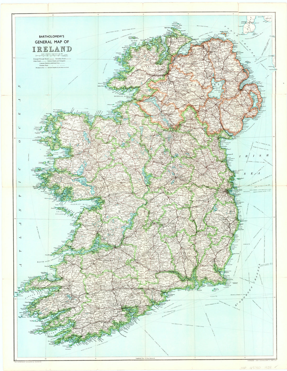 Ireland Historical Wall Map by J.Bartholomew | Mapworld