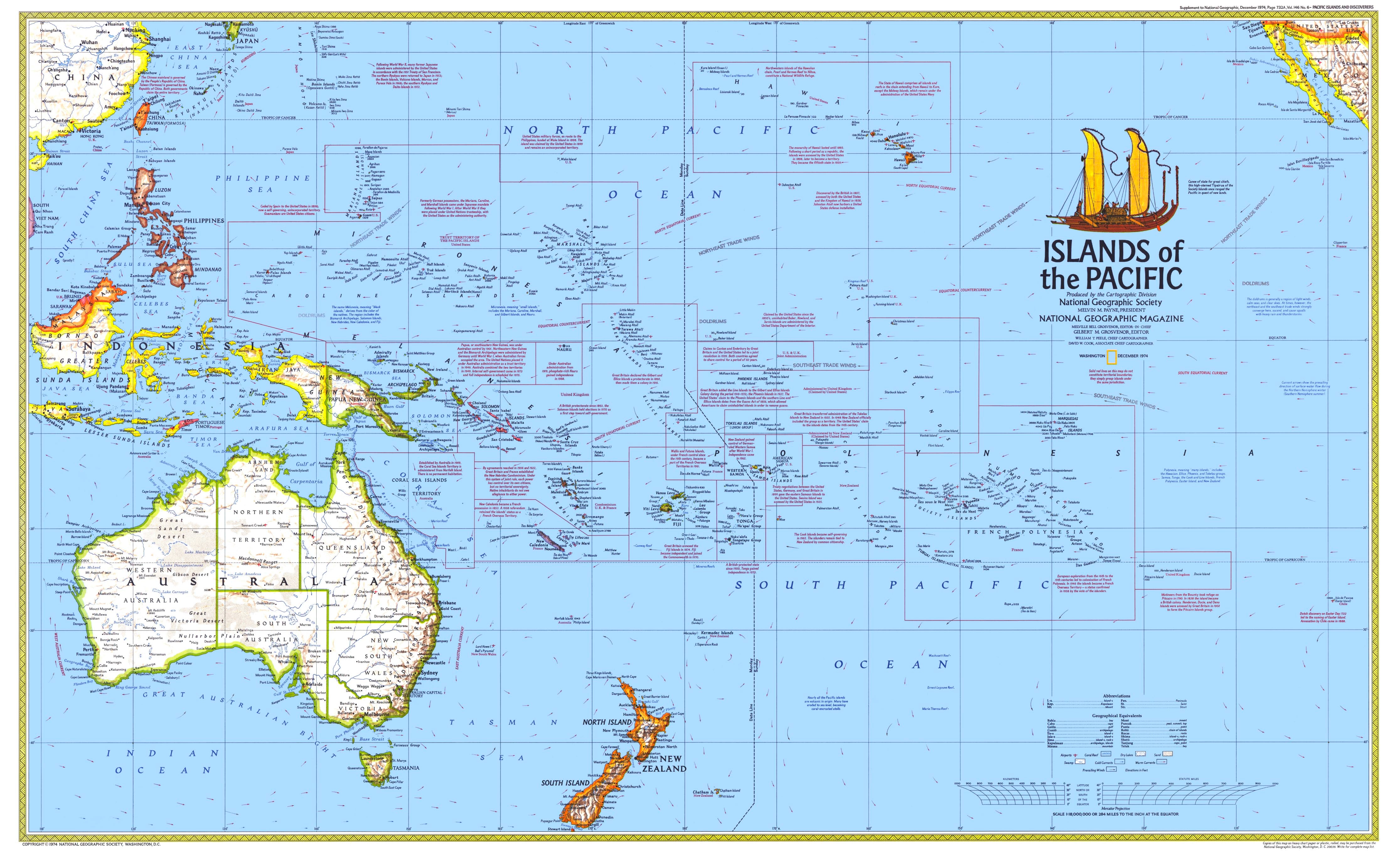 Only Pacific Map Islands of the Pacific (1974) – National Geographic | Mapworld