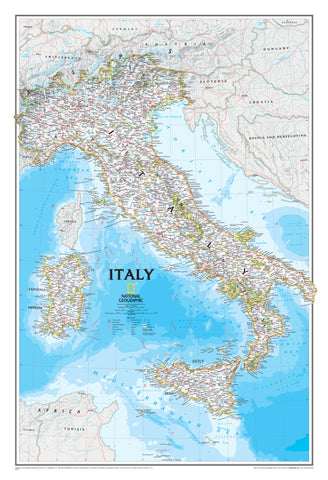 Italy National Geographic 591 x 867mm Wall Map