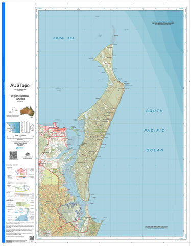 K'gari (Fraser Island) Special G5603 AUSTopo 1:250,000 Map