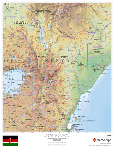 Kenya Wall Map 864 x 1118mm