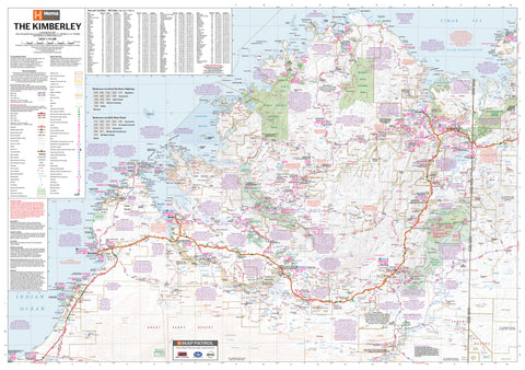 Map of The Kimberley region with detailed information and labels.