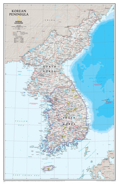 Korean Peninsula National Geographic 588 x 909mm Wall Map
