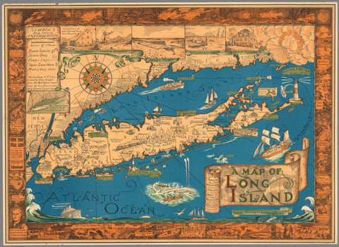 Long Island Pictorial Wall Map