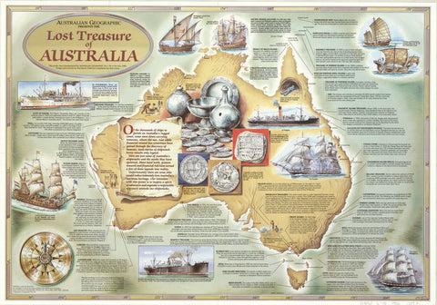 Lost Treasures of Australia Wall Map