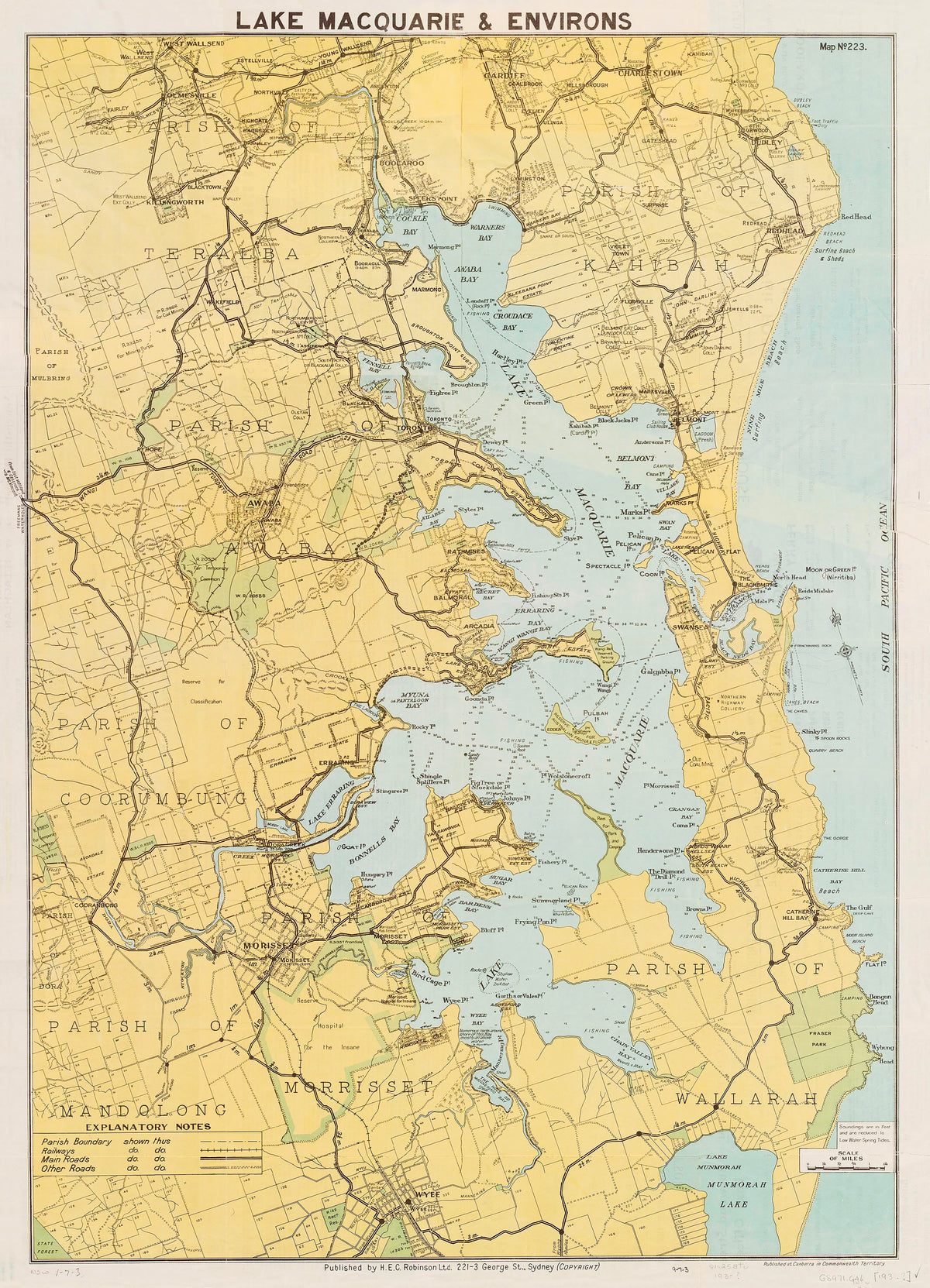 Lake Macquarie Wall Map 1935 | Mapworld