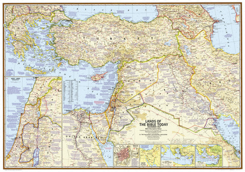 Lands of the Bible 1967 Wall Map - Published 2012 by National Geographic