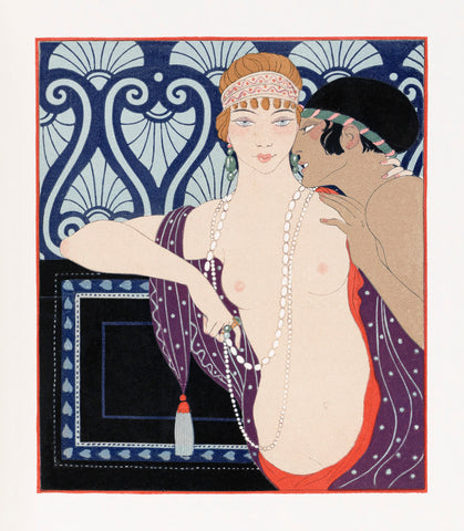 Les Trois Beautes de Mnasidika (1922) fashion illustration by George Barbier