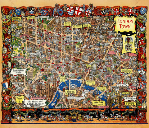 London Town Pictorial Wall Map