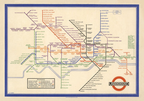 London Underground, designed by Henry Charles Beck (1933) — map