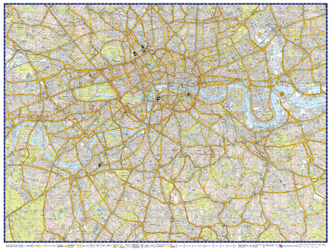 London Master Plan Centre A-Z 1015 x 763mm Wall Map