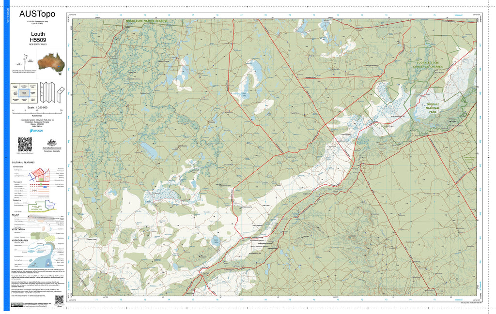 Louth H5509 AUSTopo 1:250,000 Map | Mapworld
