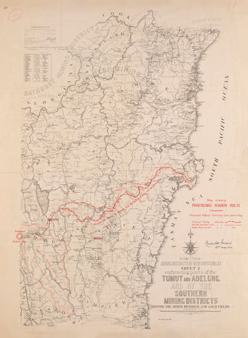 Map Shewing a Practicable Railway Route between the Proposed Federal Territory and Jervis Bay (1909)