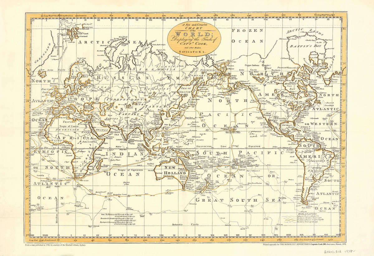 Map of the Voyages of Captain Cook | Mapworld