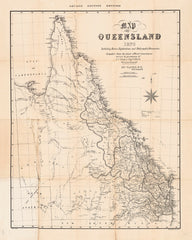 Queensland Map 1874 - Including Hann's Explorations & Dalrymple's Discoveries | Mapworld