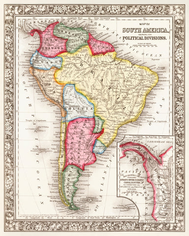 Map of South America (1863) by Samuel Augustus Mitchell