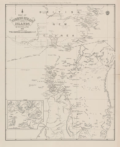 Map of Torres Strait and Islands, Queensland (1892) wall map | Mapworld