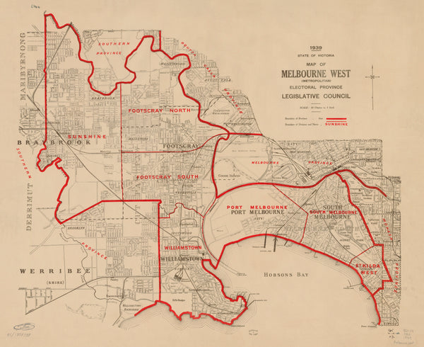 Melbourne West Electoral Map, Victoria (1939) | Mapworld