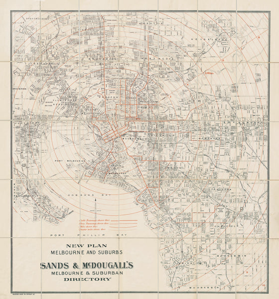 Melbourne Historic Wall Map 1901 Sands & McDougall