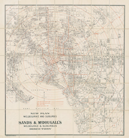Melbourne Historic Wall Map 1901 Sands & McDougall