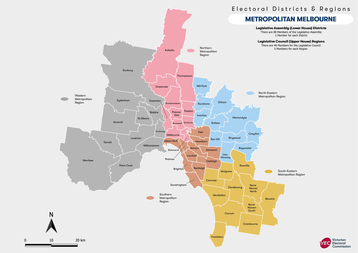 Victoria State Electoral Divisions Map | Mapworld