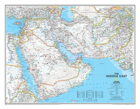 Middle East National Geographic 770 x 600mm Wall Map