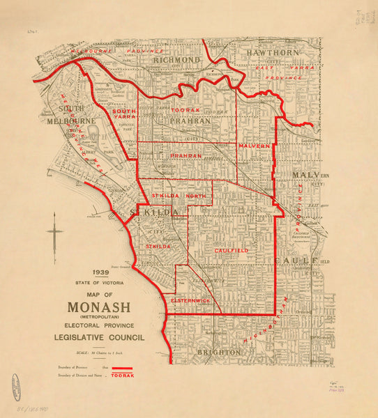 Monash Electoral Map, Victoria (1939) — map