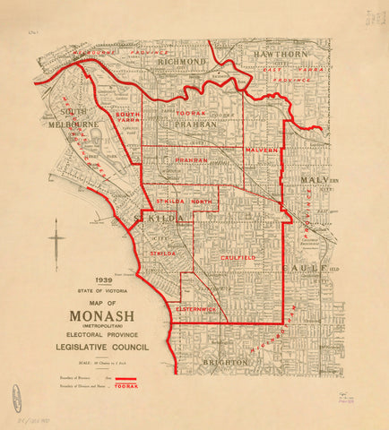 Monash Electoral Map, Victoria (1939)