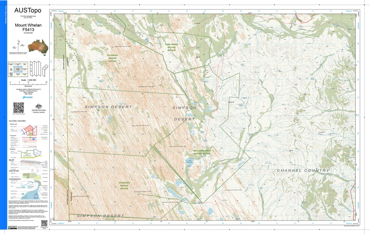 Mount Whelan F5413 AUSTopo 1:250,000 Map | Mapworld