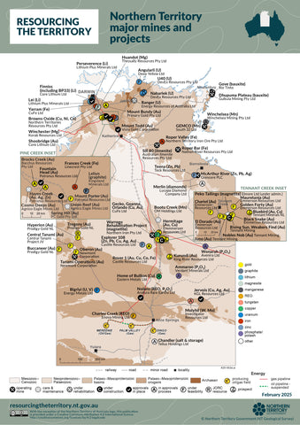 Northern Territory Mines & Developing Projects Wall Map 2025