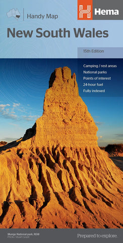 Map cover of New South Wales with Hema branding and a desert landscape.