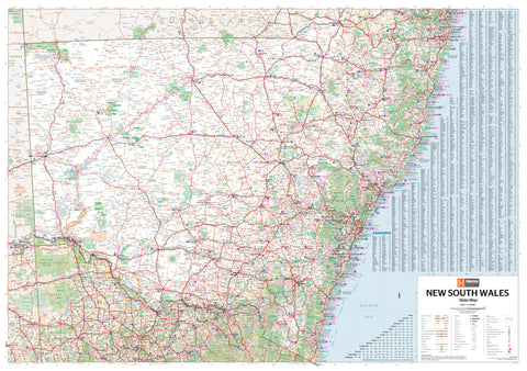Map of New South Wales with roads and geographical features.